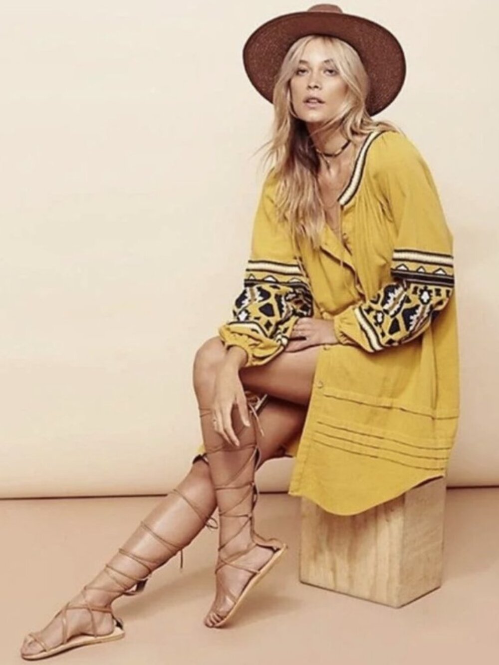 Free People In the Clear Embroidered Tunic Size L